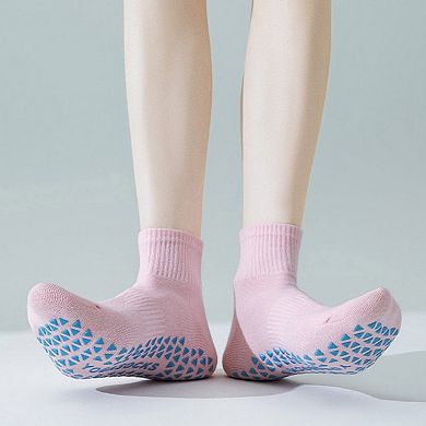 Women's Grip Ankle Socks 3-Pack with Heart Embroidery and Anti-Slip Soles for Yoga and Indoor Use