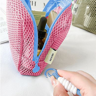 Women's Mesh Cosmetic Bag with Wrist Strap-Small Travel Organizer Pouch