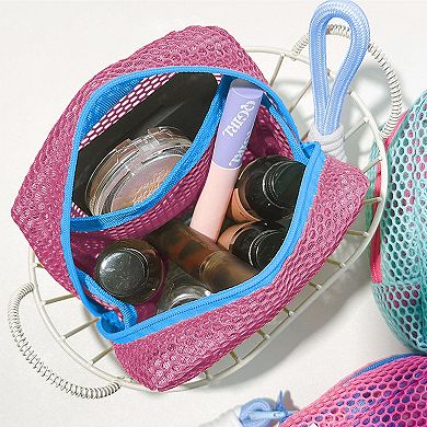Women's Mesh Cosmetic Bag with Wrist Strap-Small Travel Organizer Pouch