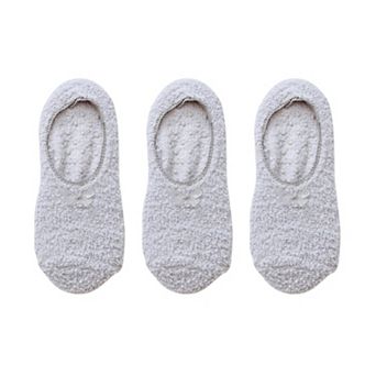 Women's 3-Pack Non-Slip Plush Fuzzy Slipper Socks with Fabric Bow and Grip Bottoms