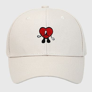 Women's Embroidered Heart Design Adjustable Baseball Cap