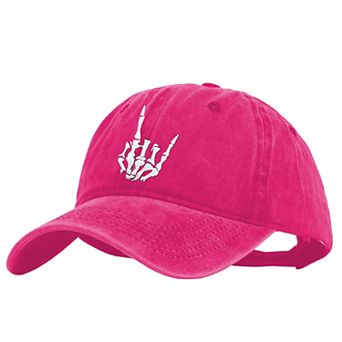 Women's Vintage Washed Skull Hand Embroidered Baseball Cap