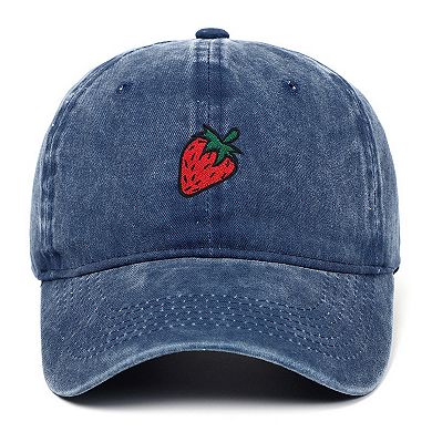 Women's Strawberry Embroidered Adjustable Baseball Cap