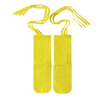 Women's 2-Pack Over-the-Calf Grip Socks with Ribbon Tie and Non-Slip Sole for Barre Pilates Yoga