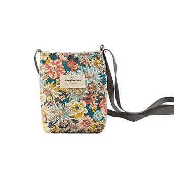 Women's Floral Canvas Crossbody Bag-Colorful Artistic Shoulder Purse