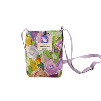 Women's Floral Canvas Crossbody Bag-Colorful Artistic Shoulder Purse