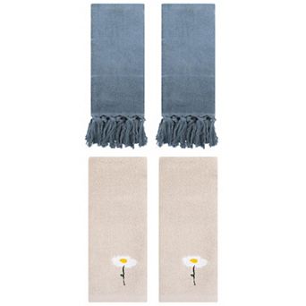 Decorative Hand Towels Set of 4, Cotton Absorbent Soft Bath Towels for Bathroom Face 13"x30"&14"x30"