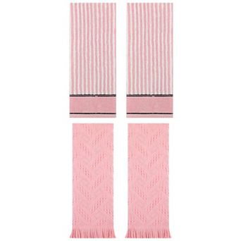 4 pc Striped and Jacquard Pattern Cotton Bathroom Hand Towels, Soft Absorbent Hand Towels 13"x29"