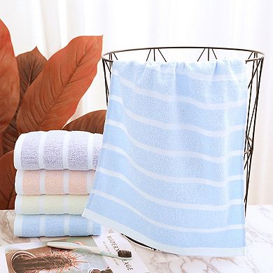 4Pcs Striped Cotton Bathroom Hand Towels, Absorbent Soft Hand Towel for Kitchen, Spa, Gym 13"x29"