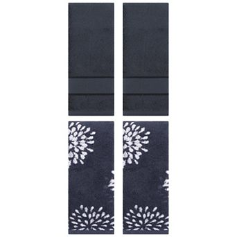 Hand Towels Set of 4 for Bathroom, Cotton Soft Absorbent Bathroom Decorative Towels 14"x30"