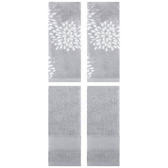 Hand Towels Set of 4 for Bathroom, Cotton Soft Absorbent Bathroom Decorative Towels 14"x30"
