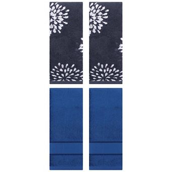 Hand Towels Set of 4 for Bathroom, Cotton Soft Absorbent Bathroom Decorative Towels 14"x30"