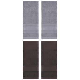 Striped Hand Towels Set of 4, Cotton Soft Absorbent Bathroom Decorative Towel 14"x30"&13"x29"