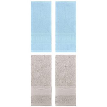 Striped Hand Towels Set of 4, Cotton Soft Absorbent Bathroom Decorative Towel 14"x30"&13"x29"
