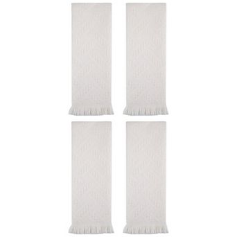 4 pc acquard Pattern Boho Decorative Hand Towels, Cotton Absorbent Soft Bathroom Towel Set 13"x29"