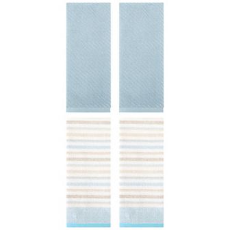 4 pc Striped Pattern Hand Towels, Cotton Soft Absorbent Hand Towel Bathroom Set 13"x27"&14"x30"