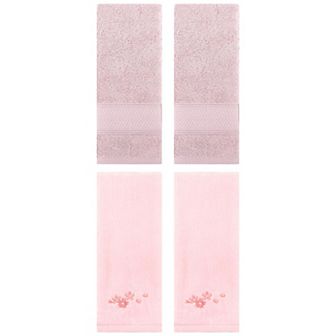 Hand Towels Set of 4 for Bathroom, Cotton Soft Absorbent Bathroom Decorative Towels 14"x30"&13"x29"