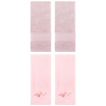 Hand Towels Set of 4 for Bathroom, Cotton Soft Absorbent Bathroom Decorative Towels 14"x30"&13"x29"