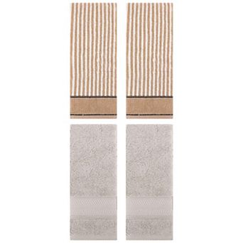 4 pc Hand Towels for Bath, Cotton Soft Absorbent Bathroom Decorative Towels 14"x30"&13"x29"