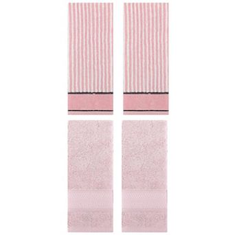 4 pc Hand Towels for Bath, Cotton Soft Absorbent Bathroom Decorative Towels 14"x30"&13"x29"