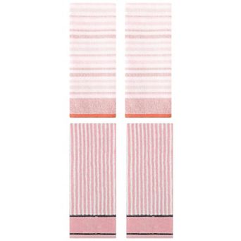 4 pc Striped Pattern Hand Towels, Cotton Soft Absorbent Bathroom Towel Set 13"x27"&13"x29"