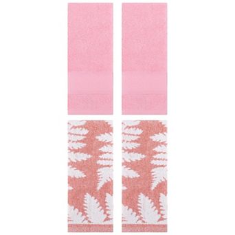 Hand Towels Set of 4 for Bathroom, Cotton Absorbent Bathroom Decorative Towels 14"x30"&13"x29"