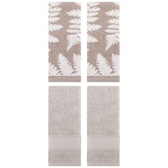 Hand Towels Set of 4 for Bathroom, Cotton Absorbent Bathroom Decorative Towels 14"x30"&13"x29"