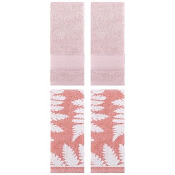 Hand Towels Set of 4 for Bathroom, Cotton Absorbent Bathroom Decorative Towels 14"x30"&13"x29"