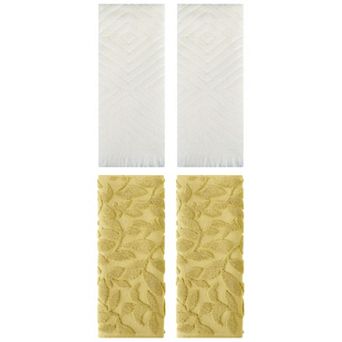 4 pc Jacquard and Geometric Pattern Boho Decorative Hand Towels, Cotton Soft Towels 14"x30"&13"x29"