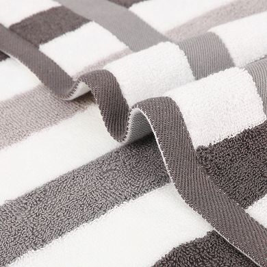 Hand Towels Set of 4 Striped Absorbent Soft Decorative Towel for Bathroom 13"x29"