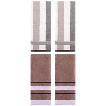 Hand Towels Set of 4 Striped Absorbent Soft Decorative Towel for Bathroom 13"x29"