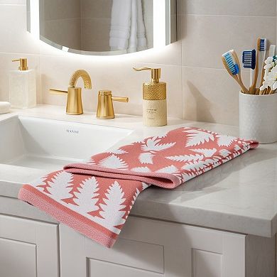 4Pcs Leaves Pattern and Jacquard Pattern Hand Towels, Soft Absorbent Decorative Towel Set 13"x29"
