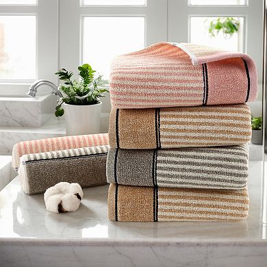 4Pcs Striped and Floral Pattern Bathroom Hand Towels, 13"x29" Soft Absorbent Hand Towel Set