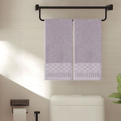 4Pcs Plaid Pattern and Solid Striped Decorative Hand Towels Set, Highly Absorbent Towels 14"x30"