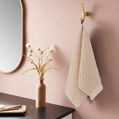 Cotton Hand Towels for Bathroom Set of 4, Geometric Patterns Soft and Absorbent Towels 13"x29"