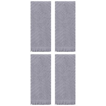 Cotton Hand Towels for Bathroom Set of 4, Geometric Patterns Soft and Absorbent Towels 13"x29"