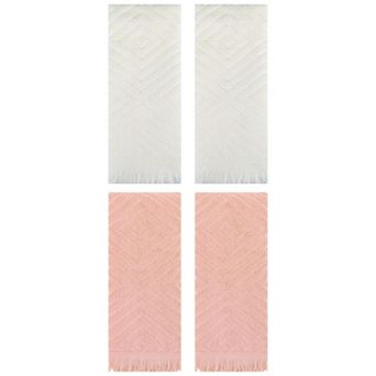 Cotton Hand Towels for Bathroom Set of 4, Geometric Patterns Soft and Absorbent Towels 13"x29"