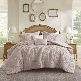 Madison Park Vera 5 pc Sculpted Jacquard Comforter Set with Coordinating Throw Pillows