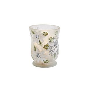 Studio 66 Frosted Poinsettia LED Votive Holder Table Decor