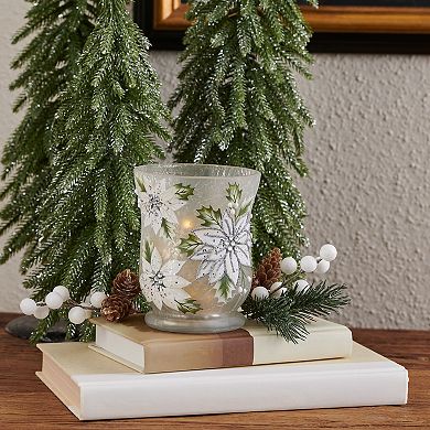 Studio 66 Frosted Poinsettia LED Votive Holder Table Decor
