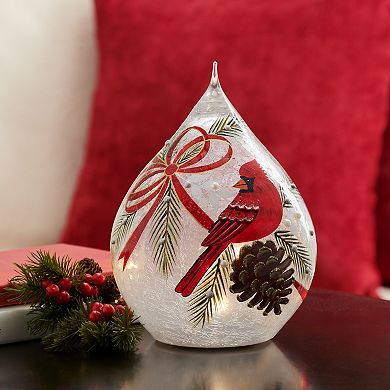 Studio 66 Wrapped in Ribbon Teardrop LED Lighting with Cardinal Design Table Decor