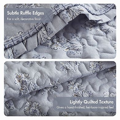 Madison Park Fern 3-pc. Ruffle Printed Quilt Set