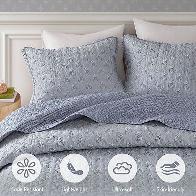 Madison Park Fern 3-pc. Ruffle Printed Quilt Set