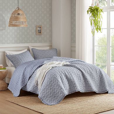 Madison Park Fern 3-pc. Ruffle Printed Quilt Set