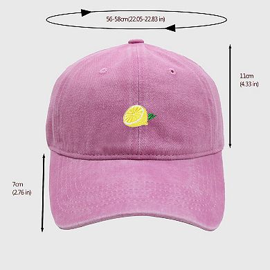 Women's Vintage Washed Baseball Cap with Lemon Embroidery