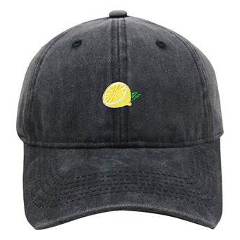 Women's Vintage Washed Baseball Cap with Lemon Embroidery
