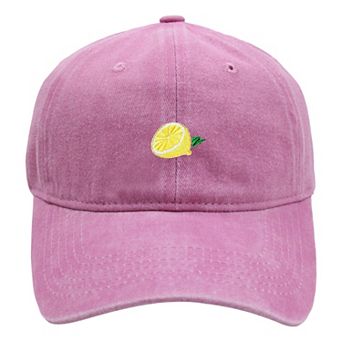 Women's Vintage Washed Baseball Cap with Lemon Embroidery