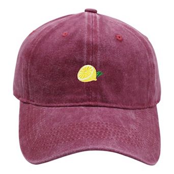 Women's Vintage Washed Baseball Cap with Lemon Embroidery