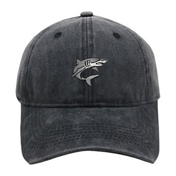 Women's Vintage Washed Baseball Cap with Shark Embroidery
