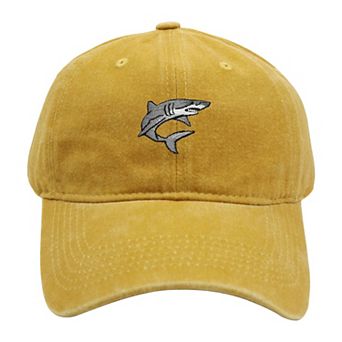 Women's Vintage Washed Baseball Cap with Shark Embroidery